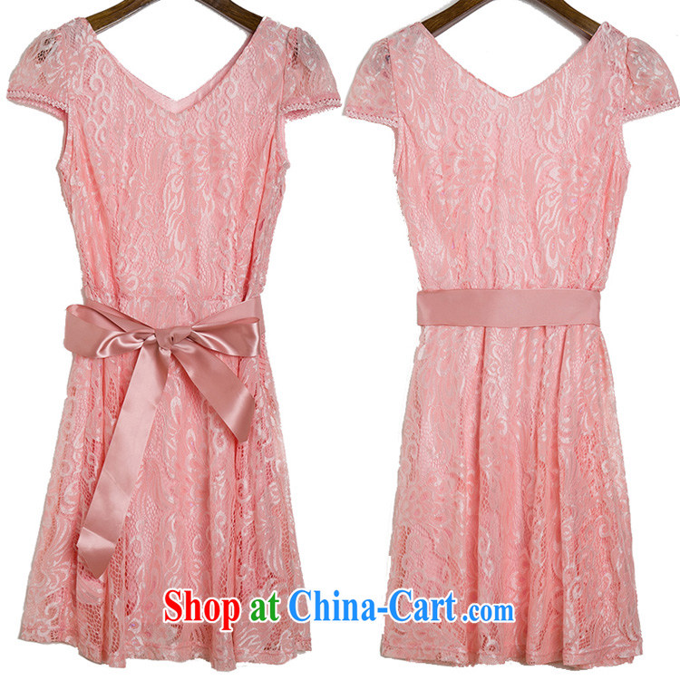 Optimize m Beauty Package Mail Delivery 2015 summer lace Openwork short-sleeved video thin ice woven elegant ladies dress, belt pink 2 XL pictures, price, brand platters! Elections are good character, the national distribution, so why buy now enjoy more preferential! Health