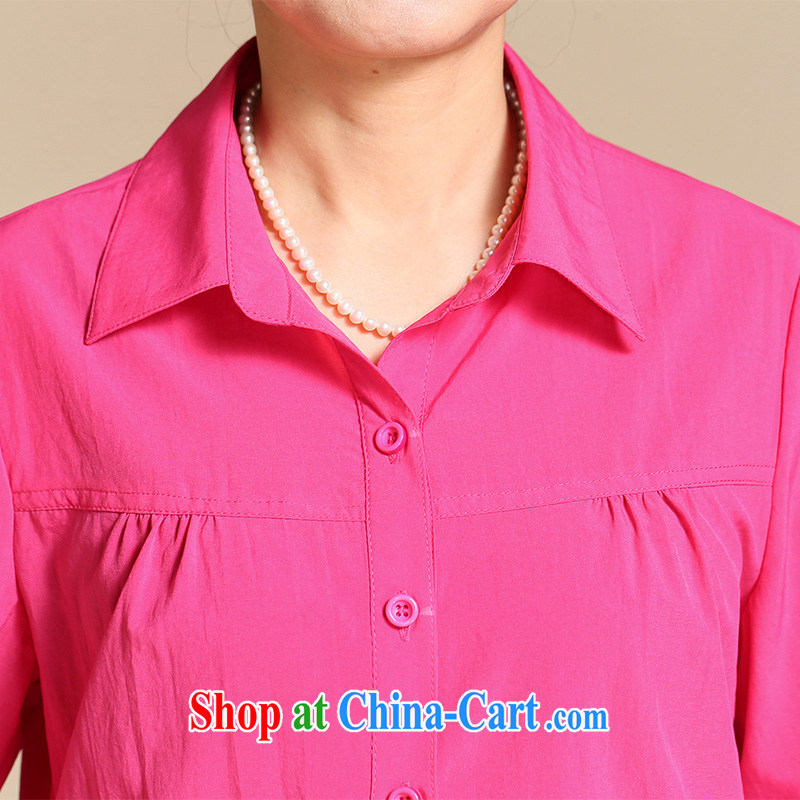Ousmile 2015 spring, long-sleeved T-shirt mother load pattern shirt summer in the elderly, female 676 red 4 XL, Ousmile, shopping on the Internet
