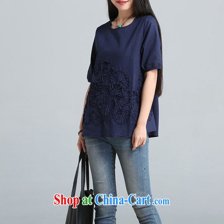 Rate the Cayman 2015 spring and summer new thick MM loose in the cuff, blouses arts van small fresh ethnic wind short-sleeved shirt T female Tibetan cyan M pictures, price, brand platters! Elections are good character, the national distribution, so why buy now enjoy more preferential! Health