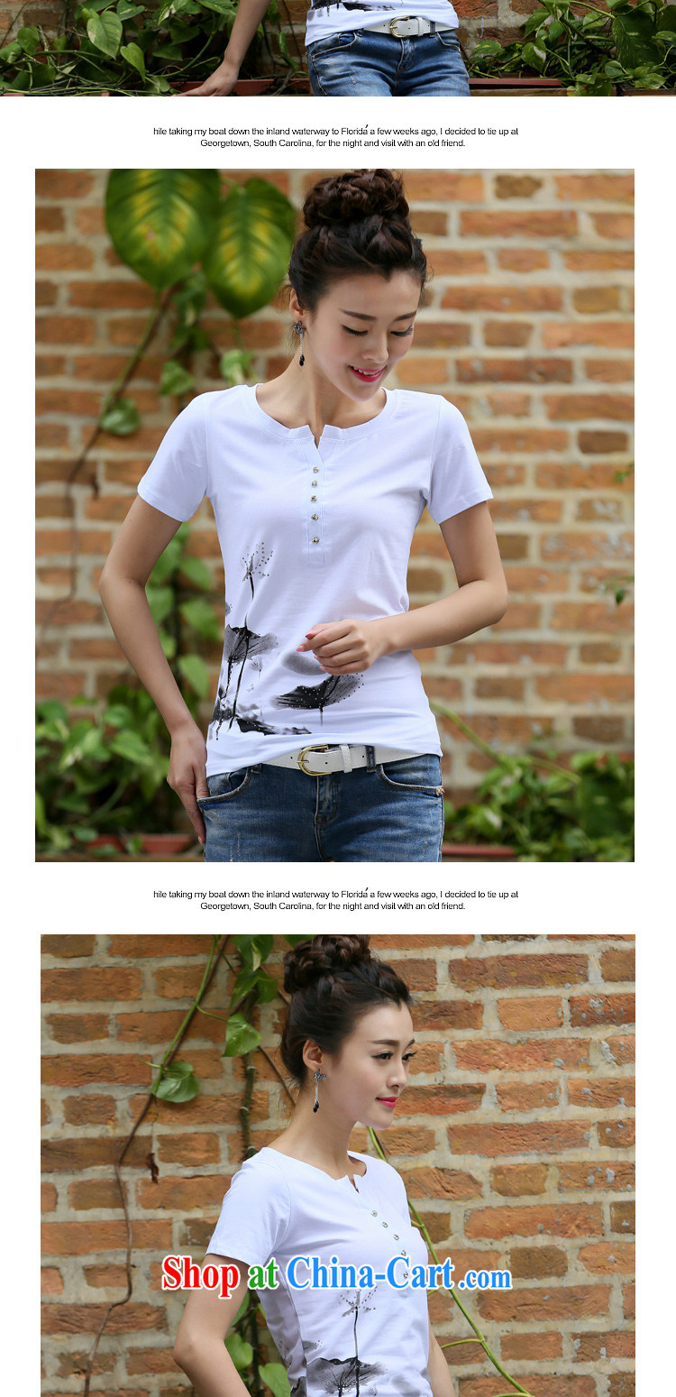 The intended way 2015 new summer Korean female stamp duty short-sleeved shirt T female beauty graphics thin large, female, pure cotton T 8130 white XXL pictures, price, brand platters! Elections are good character, the national distribution, so why buy now enjoy more preferential! Health