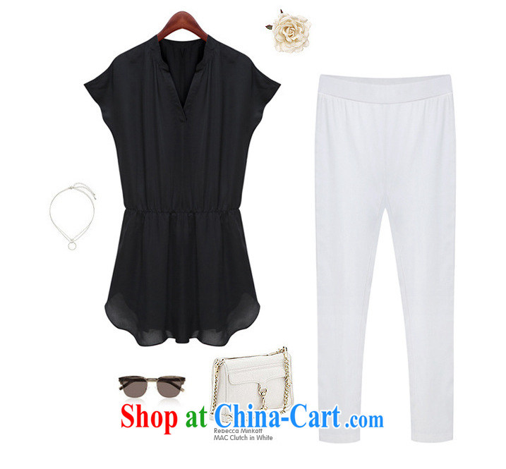 aviation development of Europe and 2015 new, larger female V short-sleeved snow woven shirts 7 pants thick mm Leisure package summer Black + White pants 5 XL pictures, price, brand platters! Elections are good character, the national distribution, so why buy now enjoy more preferential! Health