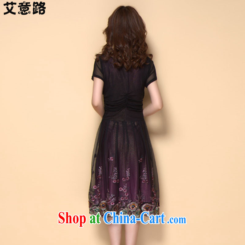 The intended route summer 2015 new large, mom with high quality to the embroidery short sleeve dress girls in older mothers with 8833 D purple XXXL, the intended way, and shopping on the Internet