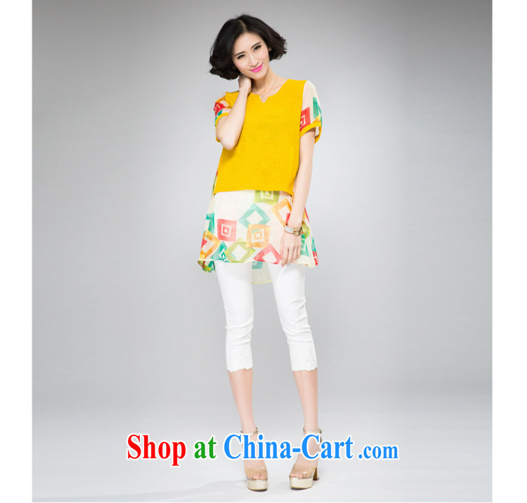 Eternal show the fat XL girls T-shirts skirts thick sister 2015 summer new thick mm thick, graphics thin, long, Korean version, snow woven stamp T-shirt yellow 4 XL pictures, price, brand platters! Elections are good character, the national distribution, so why buy now enjoy more preferential! Health
