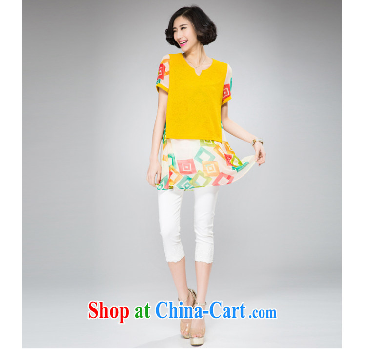 Eternal show the fat XL girls T-shirts skirts thick sister 2015 summer new thick mm thick, graphics thin, long, Korean version, snow woven stamp T-shirt yellow 4 XL pictures, price, brand platters! Elections are good character, the national distribution, so why buy now enjoy more preferential! Health