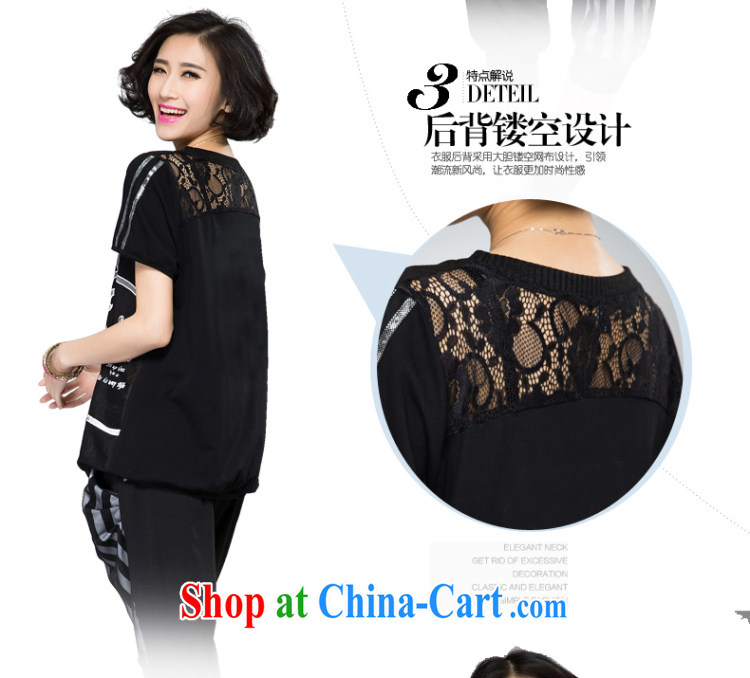 Eternal-soo and indeed increase, female video thin package thick sister 2015 summer new thick mm thick, graphics thin strips lace T-shirt pants two piece black 4XL pictures, price, brand platters! Elections are good character, the national distribution, so why buy now enjoy more preferential! Health