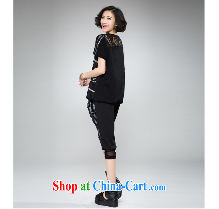 Eternal-soo and indeed increase, female video thin package thick sister 2015 summer new thick mm thick, graphics thin strips lace T-shirt pants two piece black 4XL pictures, price, brand platters! Elections are good character, the national distribution, so why buy now enjoy more preferential! Health