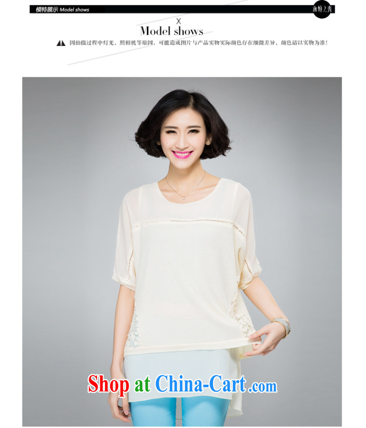 Eternal show larger female T-shirts 2015 summer new thick mm video thin new thick sister sweet bat sleeves-lace Openwork short-sleeved T-shirt white 3XL pictures, price, brand platters! Elections are good character, the national distribution, so why buy now enjoy more preferential! Health