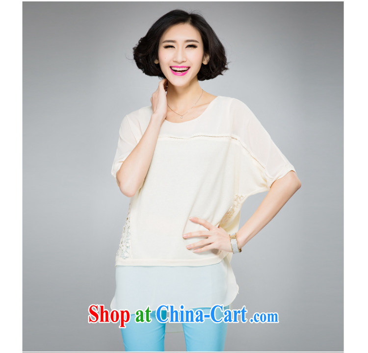 Eternal show larger female T-shirts 2015 summer new thick mm video thin new thick sister sweet bat sleeves-lace Openwork short-sleeved T-shirt white 3XL pictures, price, brand platters! Elections are good character, the national distribution, so why buy now enjoy more preferential! Health