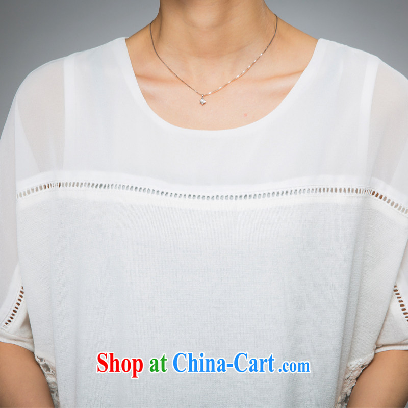 Eternal show larger female T-shirts 2015 summer new thick mm video thin new thick sister sweet bat sleeves-lace Openwork short-sleeved T-shirt white 3XL, eternal, and the show, the online shopping