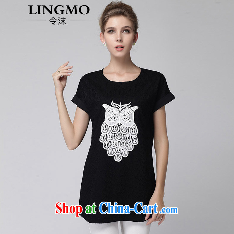 The bubbles in Europe wind XL female owl lace, long loose video thin ice woven shirts female short-sleeve black European site new XL recommendations 136 - 150 jack