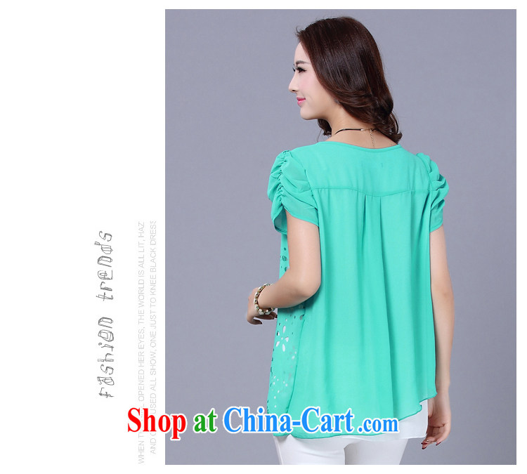 Shin Sung-summer 2015 New, and indeed increase, female fat MM Korean style laser flower Openwork snow woven shirts snow T-shirts woven shirts T 1602 green 5 XL (180 - 200 ) jack pictures, price, brand platters! Elections are good character, the national distribution, so why buy now enjoy more preferential! Health