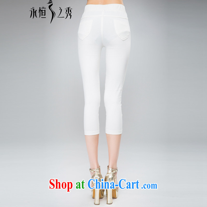 Eternal show the fat XL girls 7 pants thick sister 2015 spring and summer new thick mm thick, graphics thin 100 ground lace pant legs leisure pants white 5XL, eternal, and the show, and shopping on the Internet