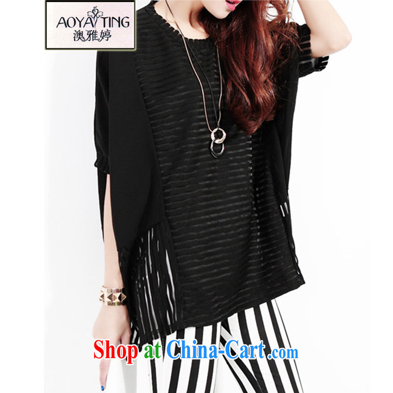 o Ya-ting 2015 New, and indeed increase, female summer mm thick loose bat sleeves T-shirt graphics thin ice woven shirt black large numbers, we recommend that you 100 - 160 jack, O Ya-ting (aoyating), online shopping