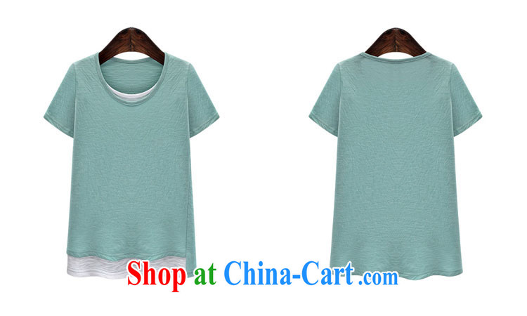 Mr MAK, Korea Exchange Version 2015 summer New, and indeed increase, female 200 Jack thick MM loose video thin short sleeved round-collar stitching T pension 5128 Lake blue 5 XL pictures, price, brand platters! Elections are good character, the national distribution, so why buy now enjoy more preferential! Health