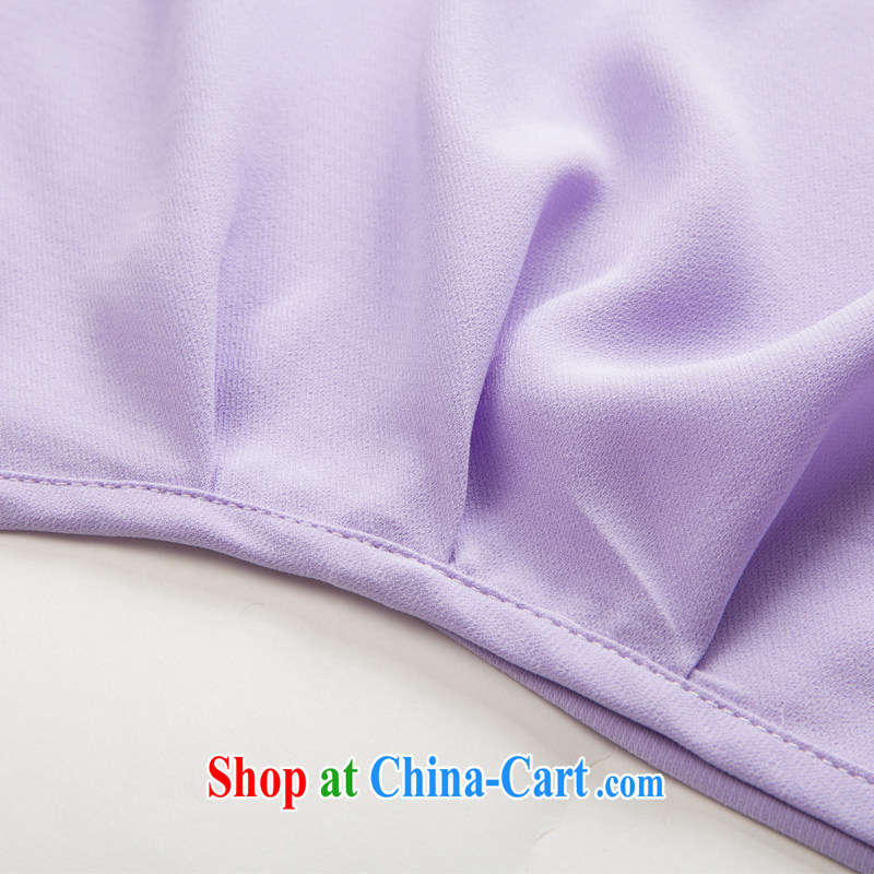 2015 spring and summer thick mm new, larger female stylish zipper pocket on the side on the truck graphics thin ice woven cuff T light purple 4 XL, eternal, and the show, and shopping on the Internet