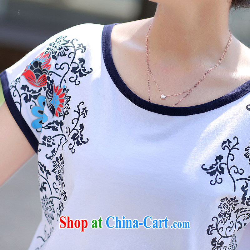 Korea and Hongkong advisory committee 2015 new 200 Jack large, female summer mm thick graphics thin T-shirt Sports & Leisure 7 pants two-piece female 9319 white + blue 4XL size large, Korea, Hongkong, advisory committee, and on-line shopping