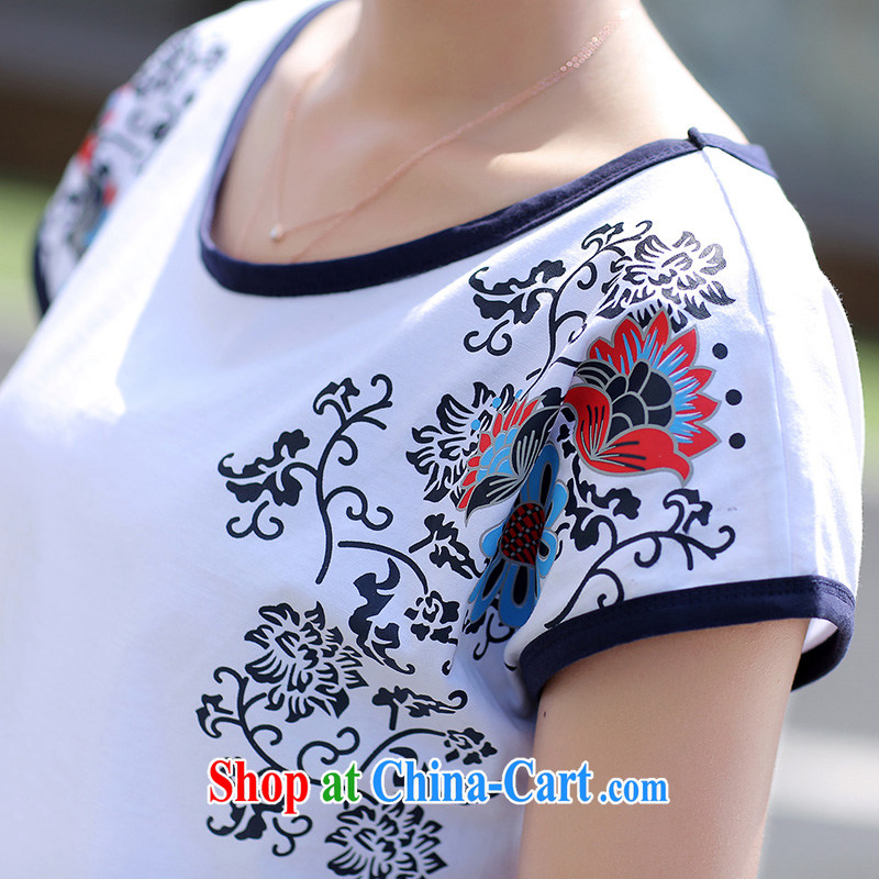 Korea and Hongkong advisory committee 2015 new 200 Jack large, female summer mm thick graphics thin T-shirt Sports & Leisure 7 pants two-piece female 9319 white + blue 4XL size large, Korea, Hongkong, advisory committee, and on-line shopping