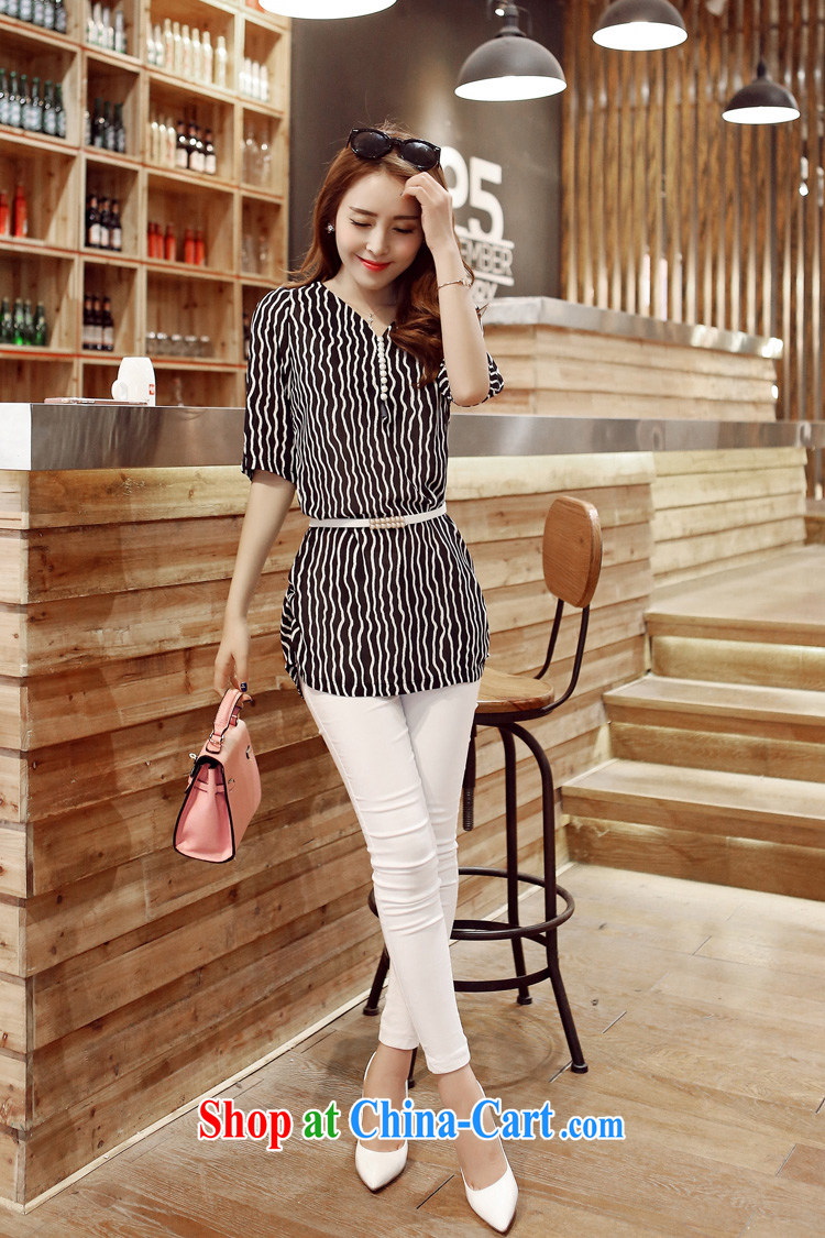 Non-2015 summer new streaks in relaxed long, snow-woven shirts larger female 6681 white stripes L pictures, price, brand platters! Elections are good character, the national distribution, so why buy now enjoy more preferential! Health