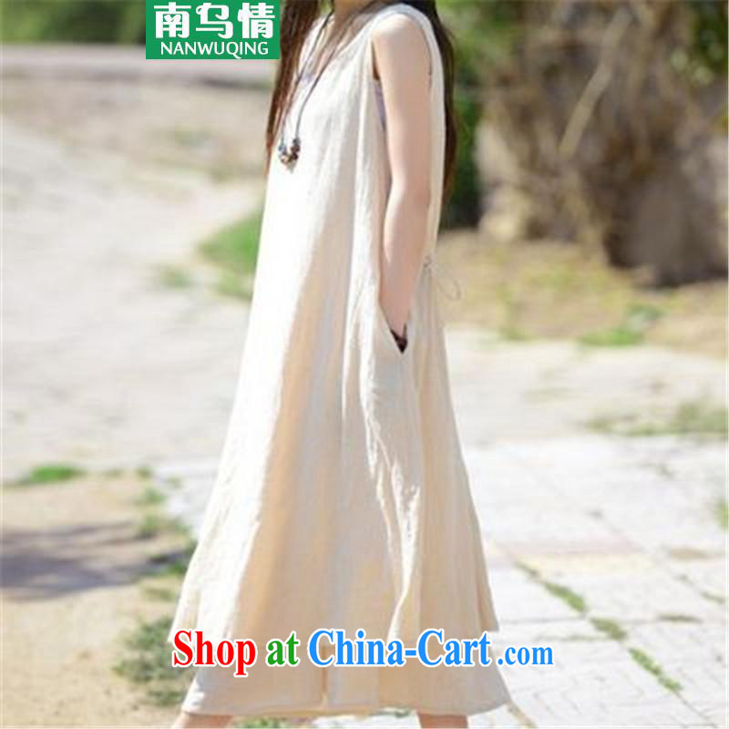 The Uzbekistan, 2015, female literary and artistic, with a loose large solid color vest straps long skirt cotton the dresses apricot L, southern Uzbekistan (nanwuqing), online shopping