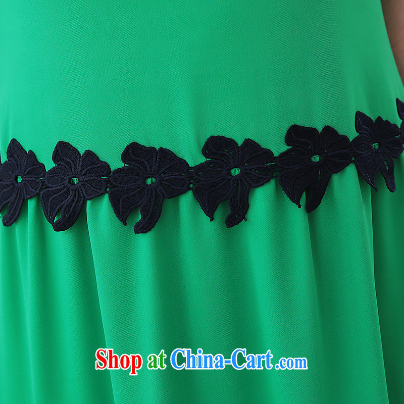 Most of summer 2015, the girl with thick MM Korean lace stitching and indeed intensify, thick sister dresses 2691 green 3 XL, cross-sectoral provision (qisuo), online shopping