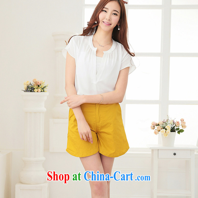 cheer for the code's 2015 new summer shorts Korean version mm thick graphics thin and thick XL solid color shorts 2717 yellow 4 XL, cross-sectoral provision (qisuo), shopping on the Internet