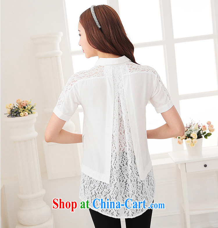 cheer for 2015 the code summer thick MM Korean sweet lace stitching shirt graphics thin and thick sister T-shirt 2692 white 5 XL pictures, price, brand platters! Elections are good character, the national distribution, so why buy now enjoy more preferential! Health