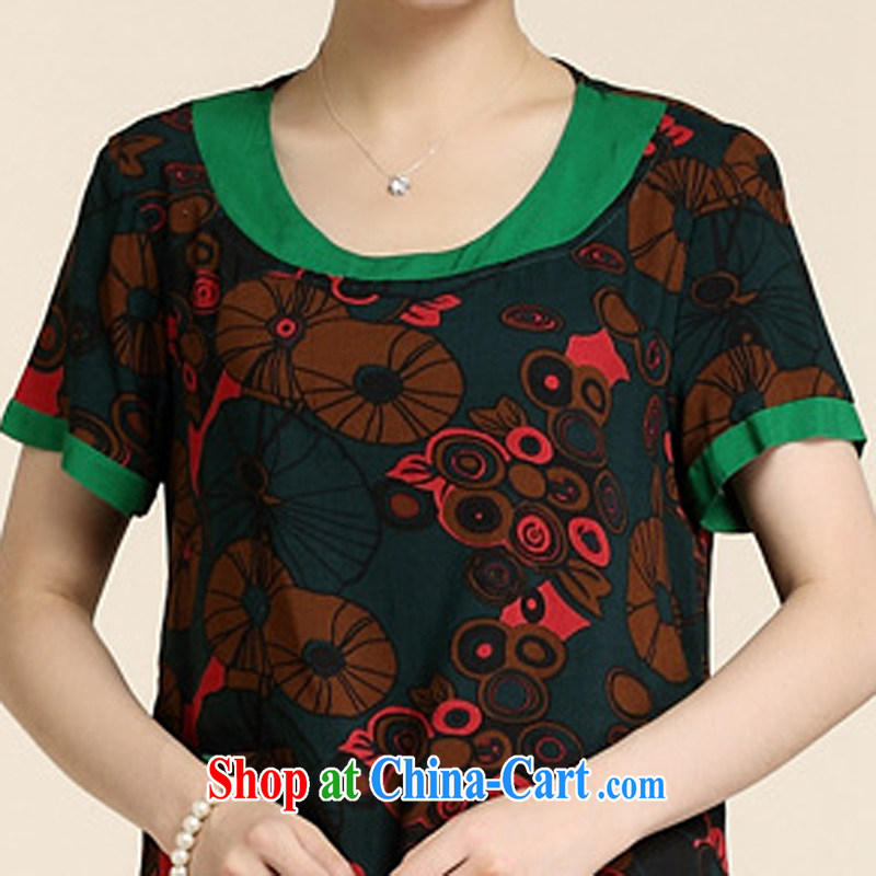 Ousmile new summer MOM Kit stamp short sleeve shirt T grandmother with two-piece in the elderly, female 88,160 red-and-green 3XL, Ousmile, shopping on the Internet