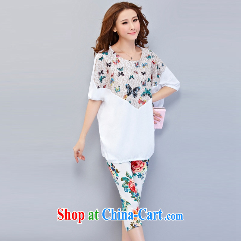 Oh, the 2015 summer new, larger female thick MM loose cotton T-shirt, long, short-sleeved shirts 7 pants and indeed more casual clothes sportswear white two-piece XXXXL, oh, blogs, shopping on the Internet
