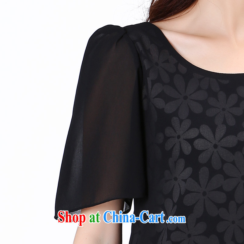 Elizabeth Anne flower, the code female snow woven shirts thick sister summer graphics thin, leave of two short-sleeved shirt T loose women 6740 black 5 XL, Shani Flower (Sogni D'oro), online shopping