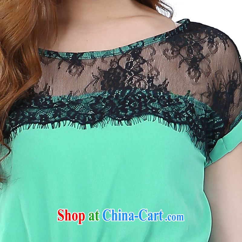 Elizabeth Anne flower, the fat King, female fat mm 2015 summer new lace stitching snow woven dresses 6260 light green 6 XL, Shani flower (Sogni D'oro), and, on-line shopping