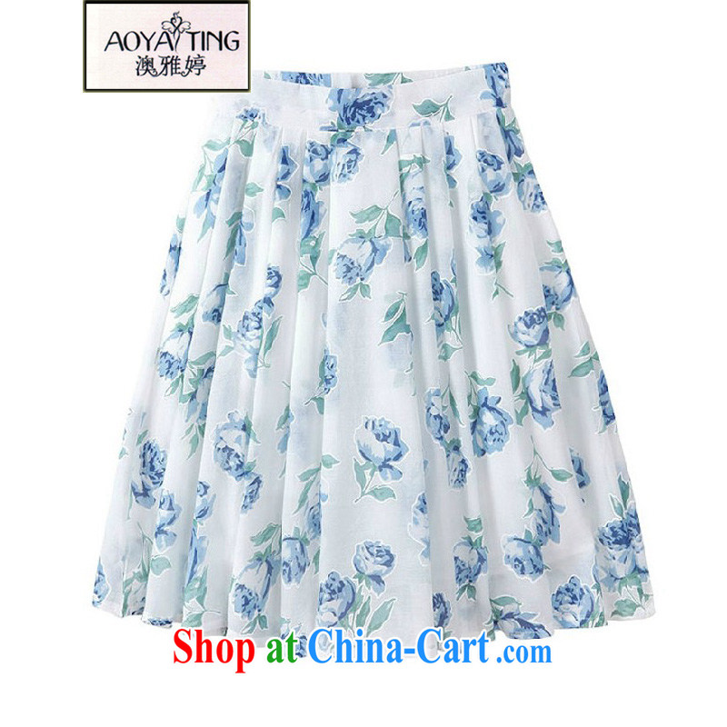 o Ya-ting 2015 New, and indeed increase, female spring and summer with thick mm video thin T shirt + stamp skirt Kit female white + blue dress two-piece 3 XL recommends that you 145 - 165 jack, O Ya-ting (aoyating), online shopping