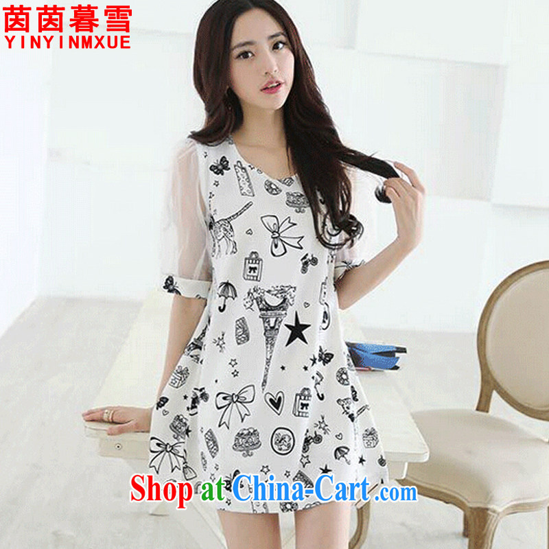 Athena Chu Yan and snow summer 2015 new larger women cuff in cultivating dresses female LYQ 9119 white 4XL