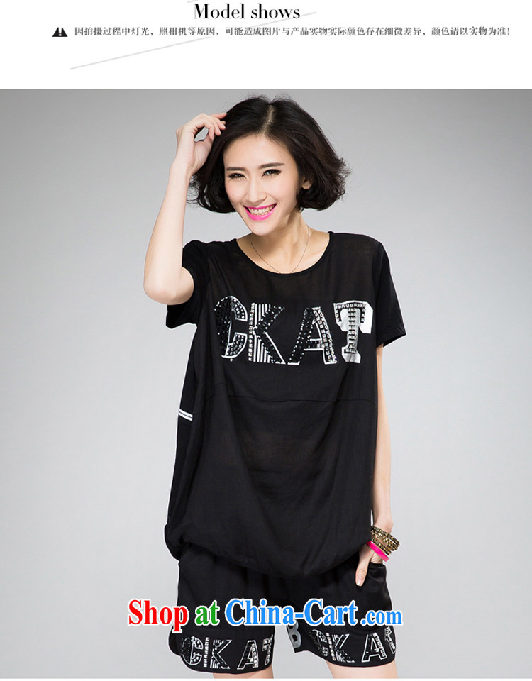 Manchester silk, King, female summer 2015 mm thick two-piece female personality hot drill stamp short sleeve black 4XL pictures, price, brand platters! Elections are good character, the national distribution, so why buy now enjoy more preferential! Health