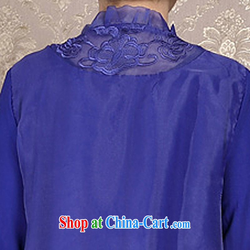 Ousmile spring and summer, older mothers with stylish lace snow woven loose shirt long-sleeved T-shirt large, female 88,360 blue 4 XL, Ousmile, shopping on the Internet