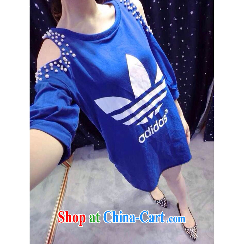 With the United States and Europe style in a new, larger female summer staple-ju long, your shoulders T shirt thick sister cotton shirt 200 to pass through video thin, and the fat girl with large blue code XXL, sharp, and on-line shopping