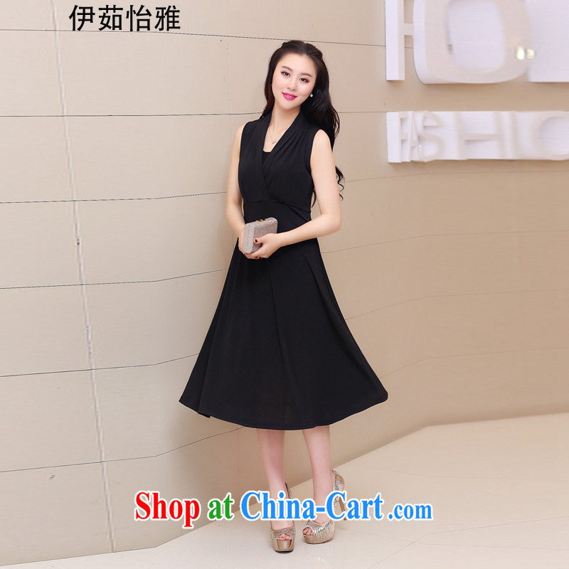 The Ju-Yee Nga 2015 summer 4 XL new bohemian long skirt snow woven sleeveless large code women's clothing dresses YJ 9083 black XXXXL
