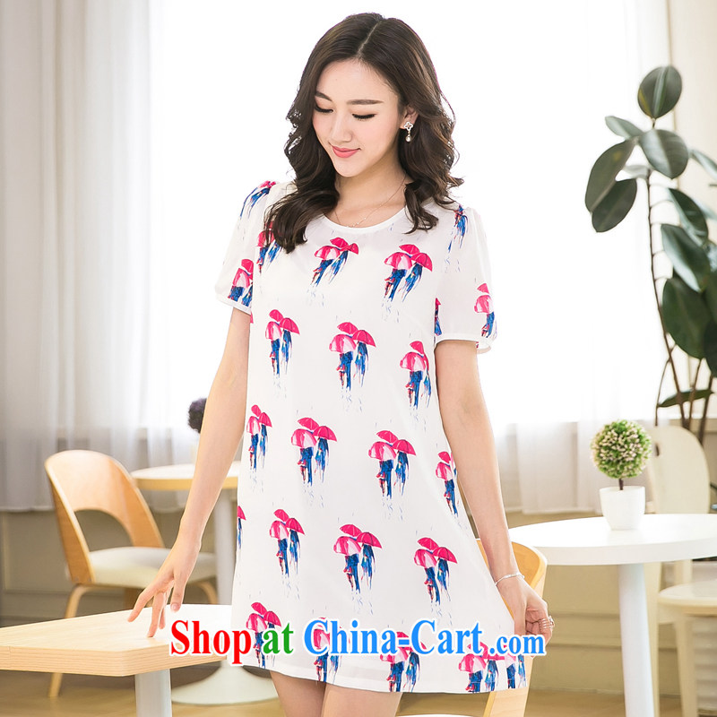 Good luck cracking the Code women mm thick beauty summer 2015 new the fat and loose video thin stylish stamp snow-woven dresses X 5212 white 3XL, giggling auspicious, shopping on the Internet