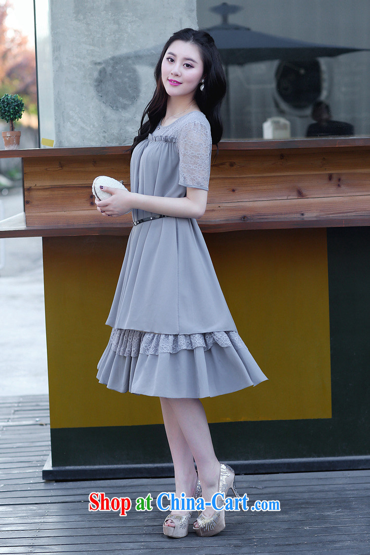 The Ju-Yee Nga 2015 summer new Korean lace-thick snow sister woven stitching large, female dresses YY 9181 gray XXXXL pictures, price, brand platters! Elections are good character, the national distribution, so why buy now enjoy more preferential! Health
