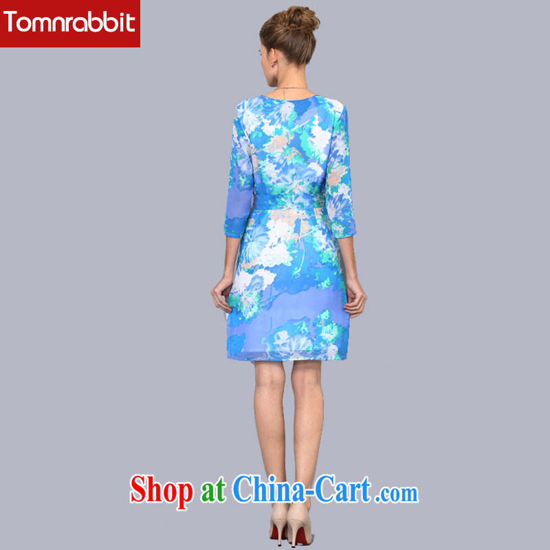 Tomnrabbit 2015 summer new V collar with 7 sub-cuff stamp duty in Europe and beauty video thin larger dresses of red 3 XL, Tomnrabbit, shopping on the Internet