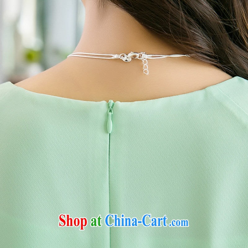 Huan Zhu Ge Ge Ge 2015 and indeed XL female summer new emphasis on cultivating mm video thin stylish stamp duty high-quality short-sleeve dresses X 5209 green 3 XL, giggling auspicious, shopping on the Internet