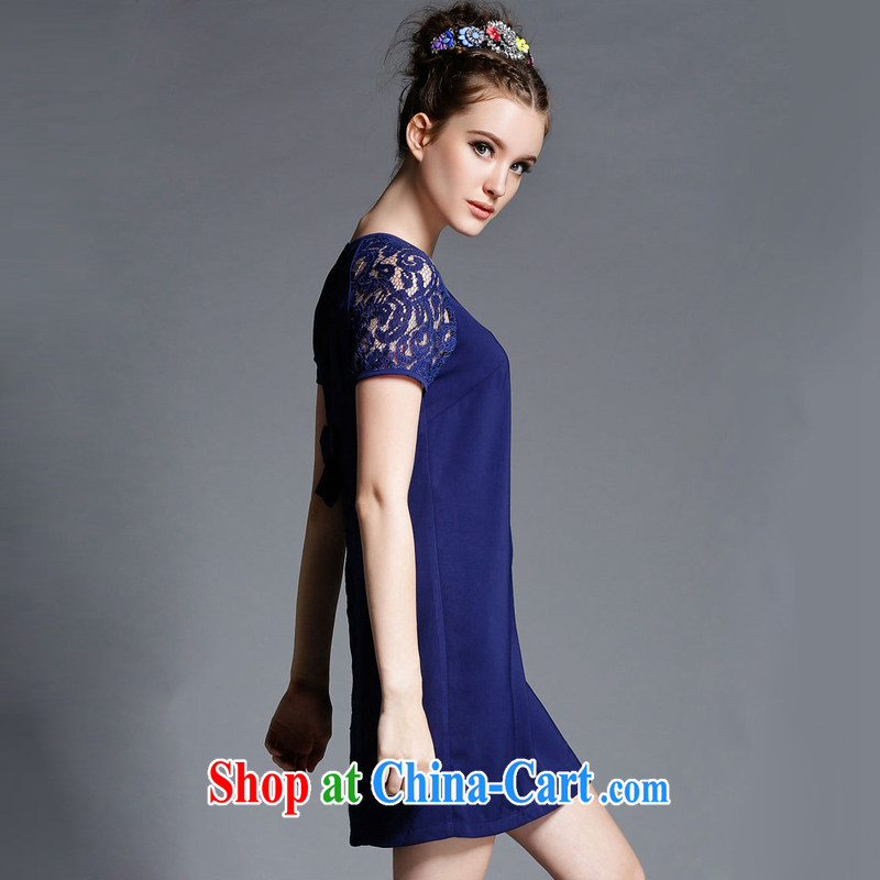The silk, honey XL girls thick MM graphics thin 2015 summer lace Openwork stitching and arm beauty dresses ZZ 1880 blue 3 XL (150 jack - 164 Jack through) to the population, honey, shopping on the Internet