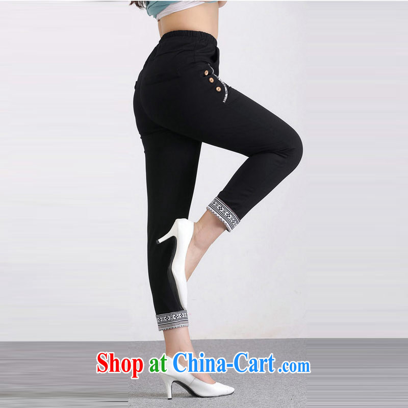 Hi Princess slave new summer beauty, elastic waist hip graphics thin minimalist 9 pants pants large, female D 50,049 black large code 6 XL, hi Maria slavery, shopping on the Internet