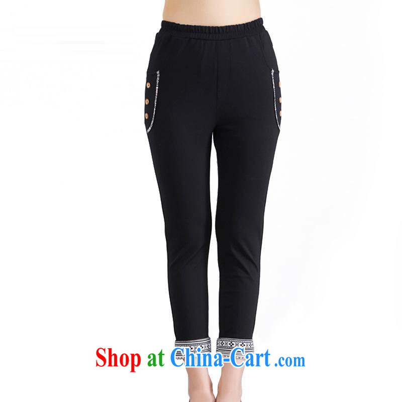 Hi Princess slave new summer beauty, elastic waist hip graphics thin minimalist 9 pants pants large, female D 50,049 black large code 6 XL, hi Maria slavery, shopping on the Internet