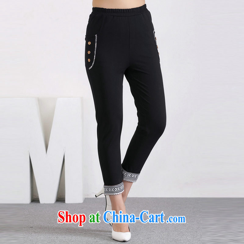 Hi Princess slave new summer beauty, elastic waist hip graphics thin minimalist 9 pants pants large, female D 50,049 black large code 6 XL, hi Maria slavery, shopping on the Internet