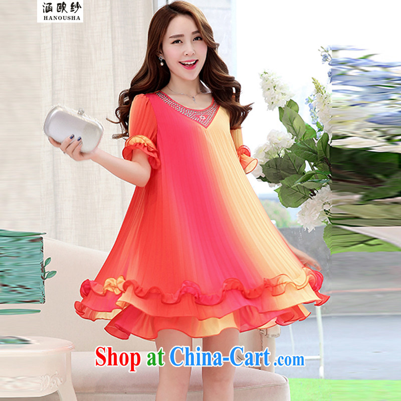 Covering the yarn thick mm summer 2015 the Code women's clothing dresses and indeed increase graphics thin 100 hem snow woven large dress blue and green XXL article, covering the yarn (Hanousha), shopping on the Internet