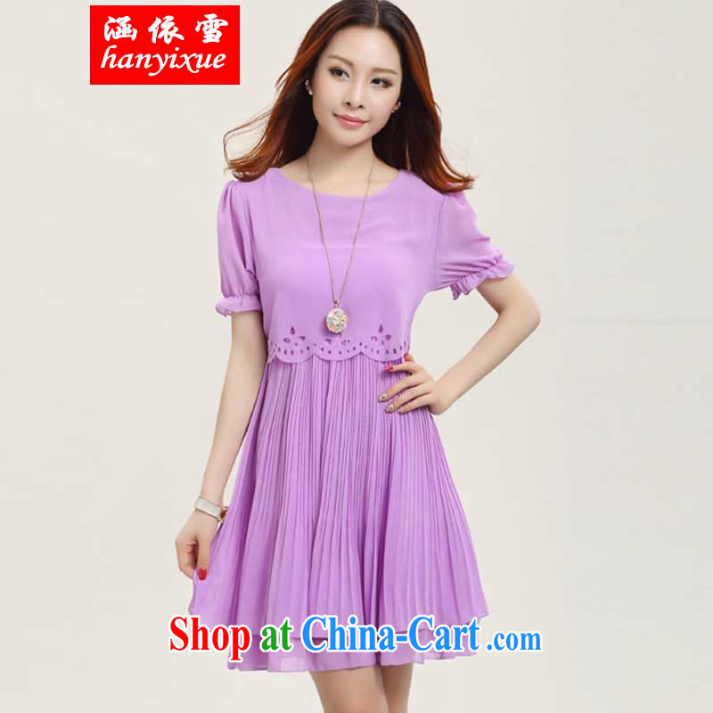 covered by snow in accordance with the Code women's clothing dresses 15 spring and summer Korean XL snow woven King code loose video thin thick MM female violet 7 cuff large code XXXXXL, covered in snow, and shopping on the Internet