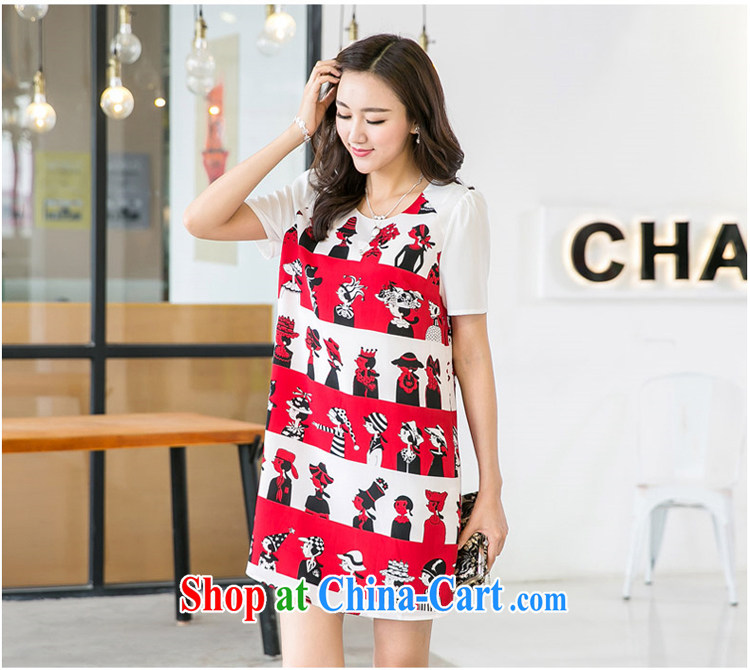 Huan Zhu Ge Ge Ge 2015 the Code women mm thick beauty graphics thin Korean summer new and indeed increase card stamp short-sleeved dresses X 5210 blue 4 XL pictures, price, brand platters! Elections are good character, the national distribution, so why buy now enjoy more preferential! Health