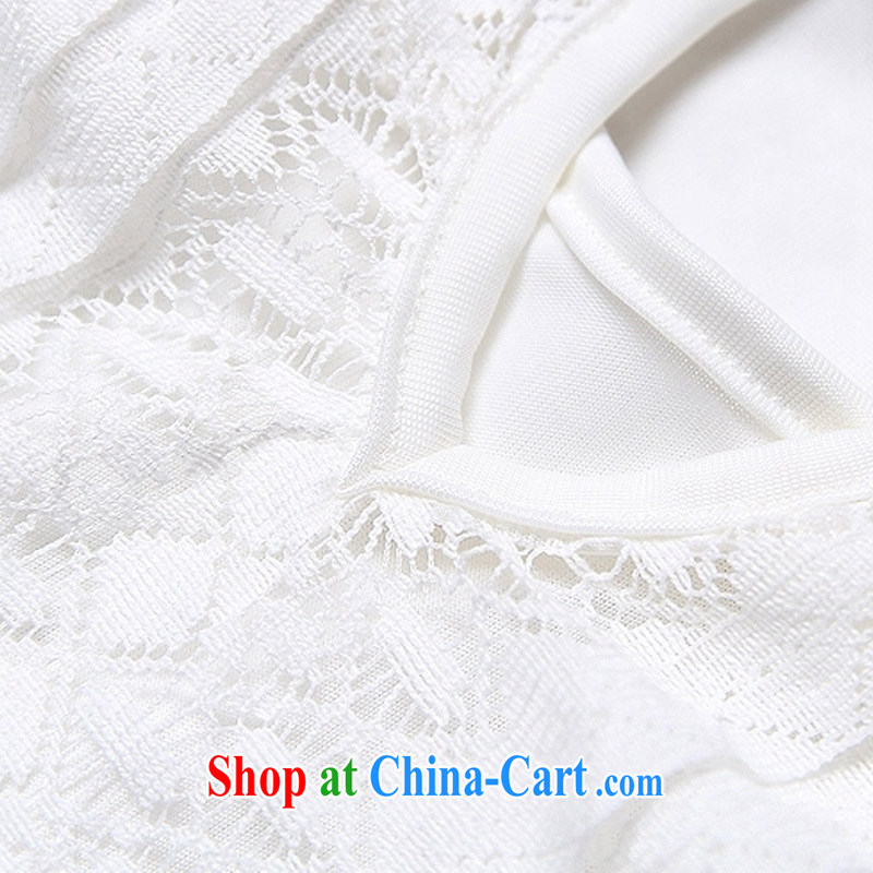 Addis Ababa Lehmann in summer 2015, the Korean version of the greater code blouses short-sleeved snow woven lace shirt solid T-shirt, long, female white XXXL, Addis Ababa Lehmann (BEILEIMAN), online shopping