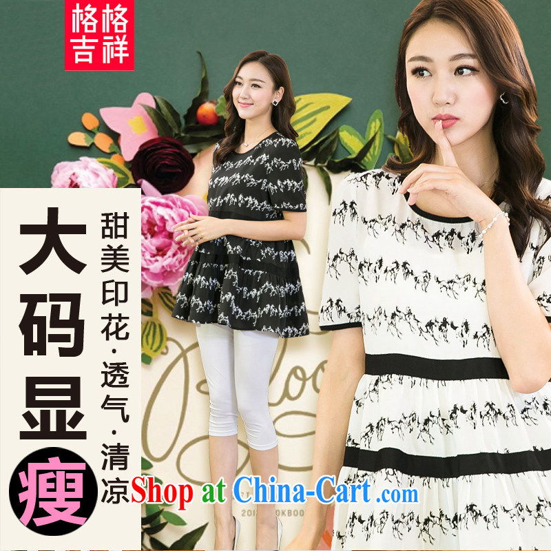 Huan Zhu Ge Ge Ge XL ladies' 2015 summer new emphasis on cultivating mm video thin sweet stamp duty, long T-shirt snow woven shirts women T-shirt X 5215 black 3 XL (160 - 180 ) jack, giggling auspicious, shopping on the Internet
