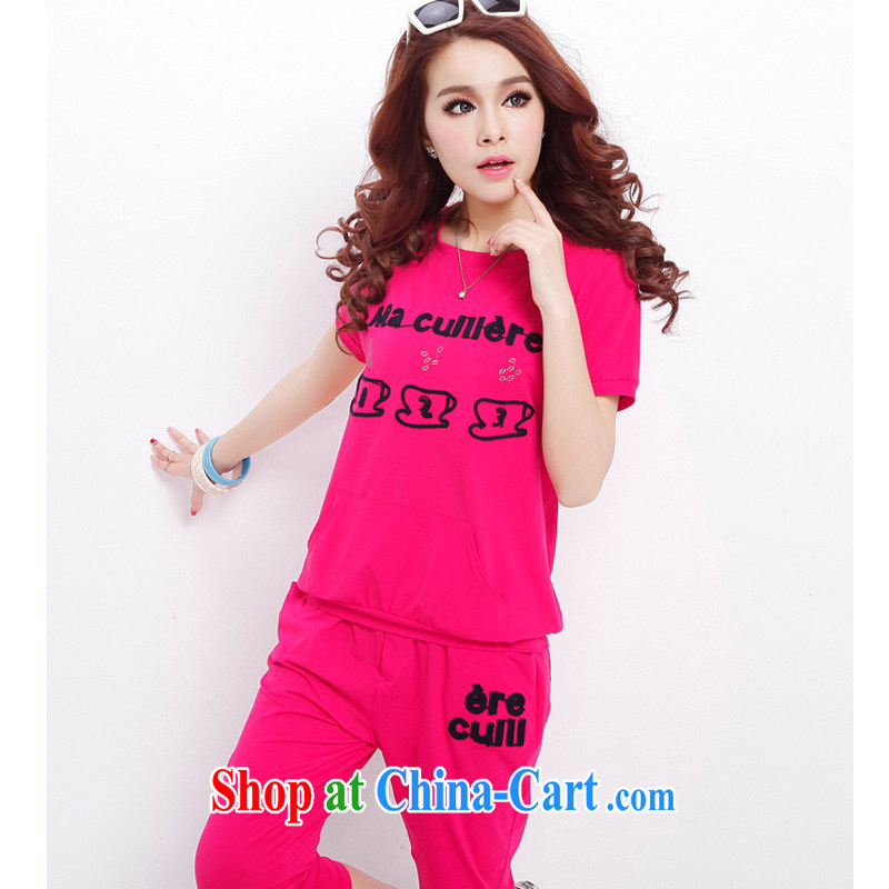 D 0450 2015 summer new, larger female sport and leisure package short-sleeve 7 pants and indeed increase number of red XXXL